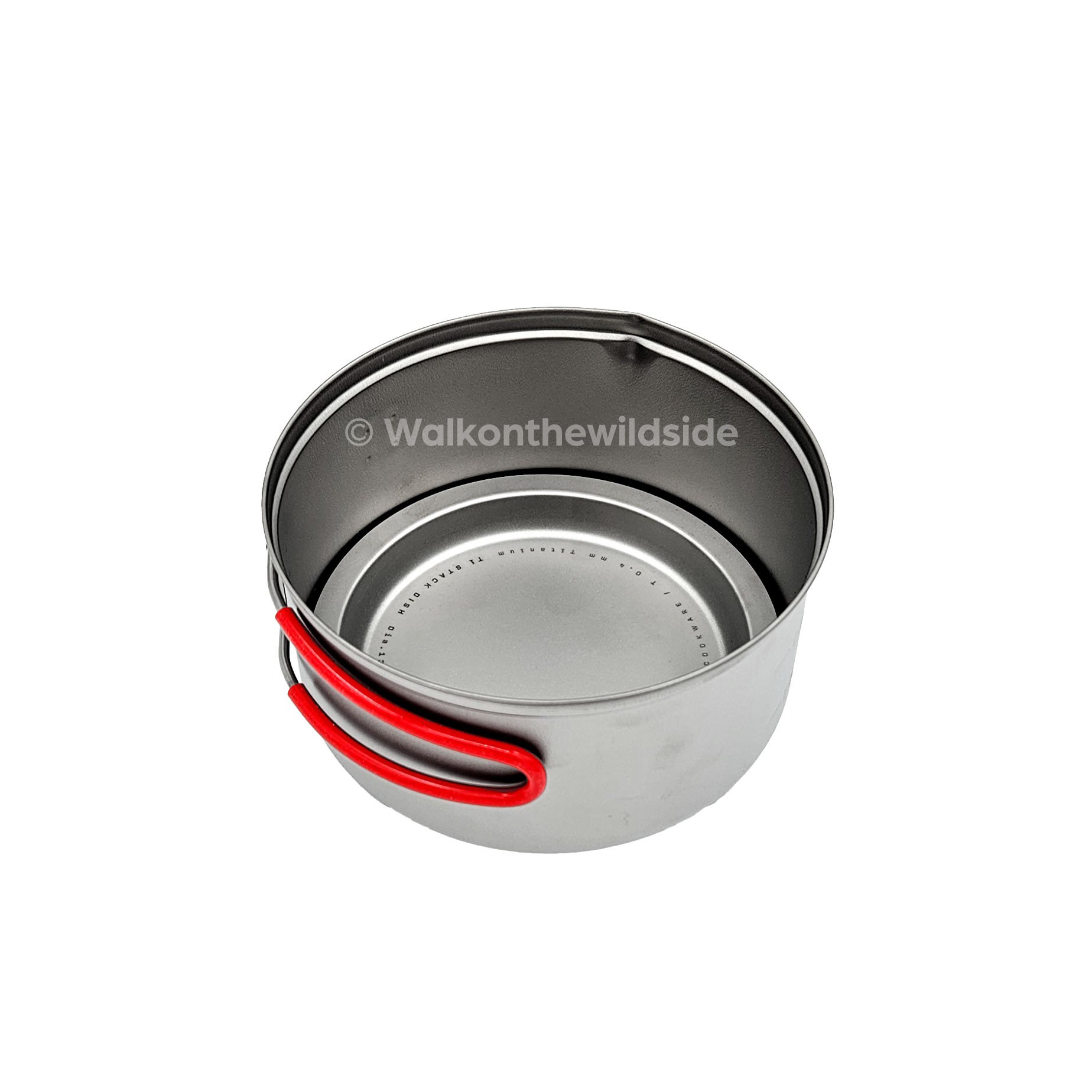 Evernew Ti UL Pot 0,9l mit Ti Stack Dish darin